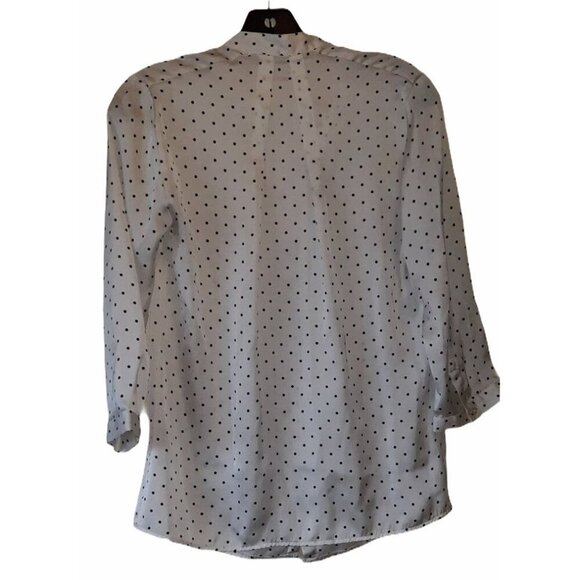 The Limited Blouse Women's White & Black Polka Dot XS 3/4 Sleeves Button Front - Picture 3 of 7
